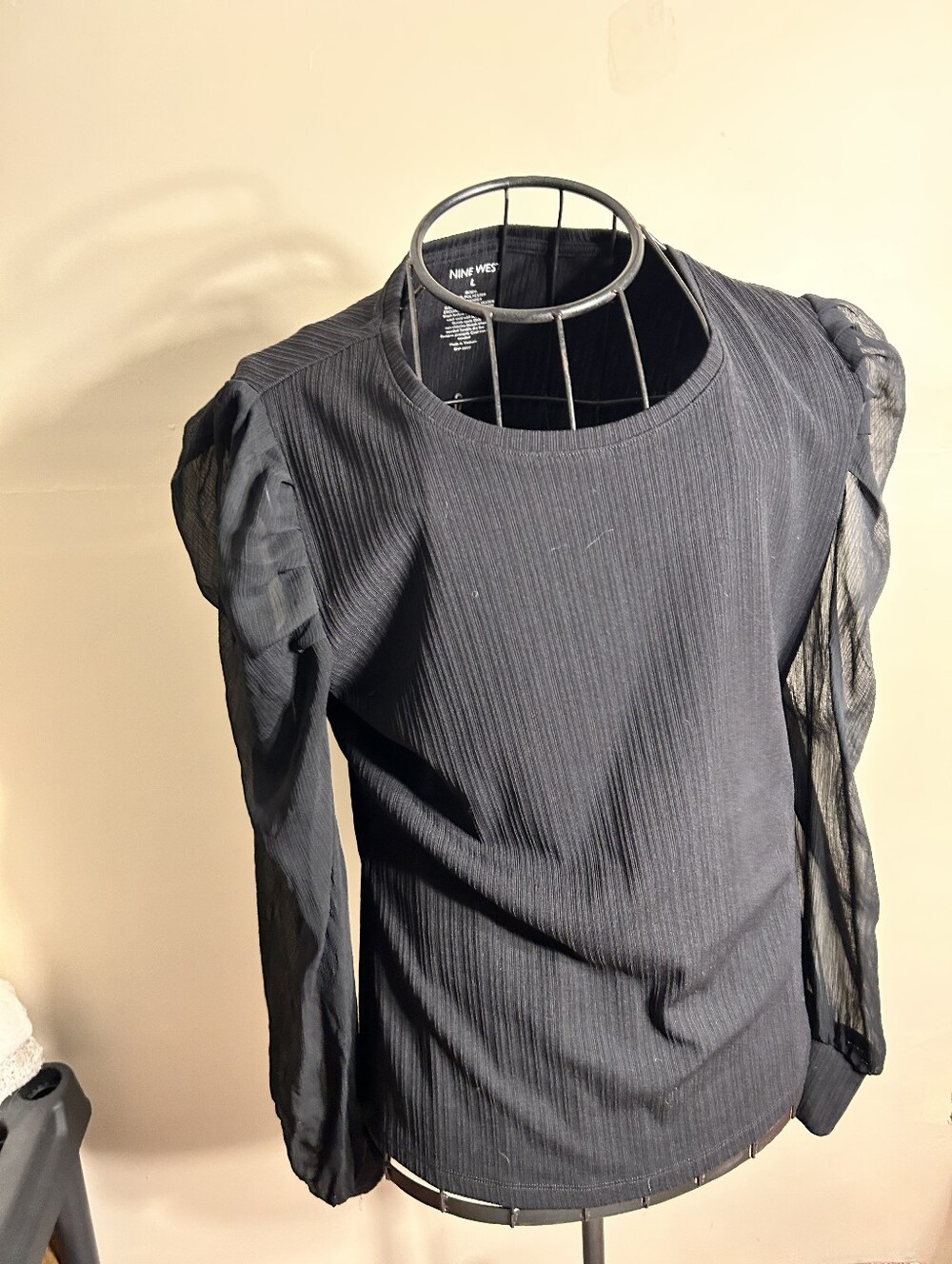 size large womens black long sleeve tee t shirt top casual dress